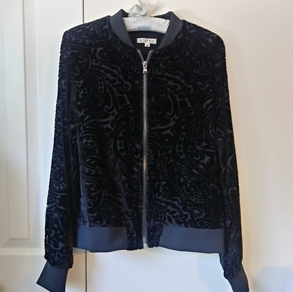ADORE boutique velour burn out swirl zip up - Picture 5 of 6